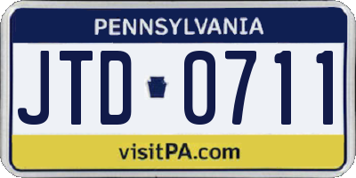 PA license plate JTD0711