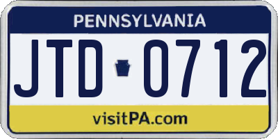 PA license plate JTD0712