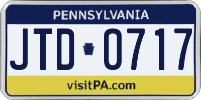 PA license plate JTD0717