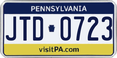 PA license plate JTD0723