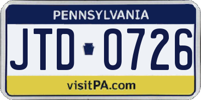 PA license plate JTD0726