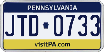 PA license plate JTD0733