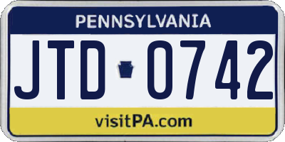 PA license plate JTD0742