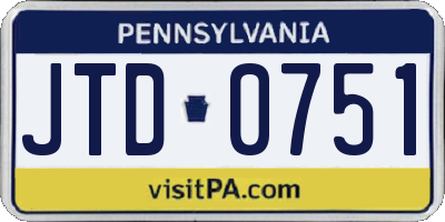 PA license plate JTD0751