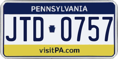 PA license plate JTD0757