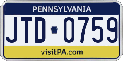 PA license plate JTD0759