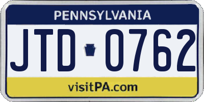 PA license plate JTD0762
