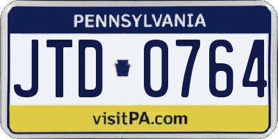 PA license plate JTD0764