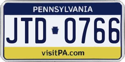 PA license plate JTD0766