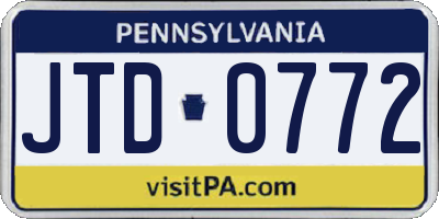 PA license plate JTD0772