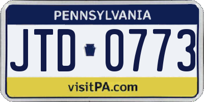 PA license plate JTD0773