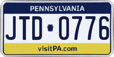 PA license plate JTD0776