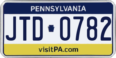 PA license plate JTD0782