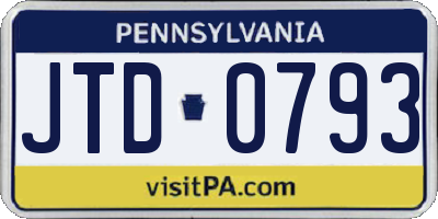 PA license plate JTD0793