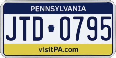 PA license plate JTD0795