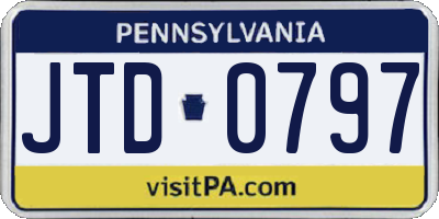 PA license plate JTD0797