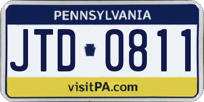 PA license plate JTD0811