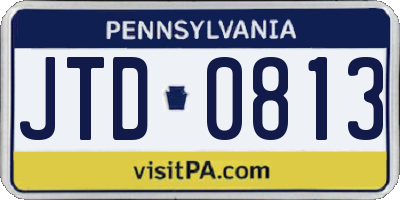 PA license plate JTD0813