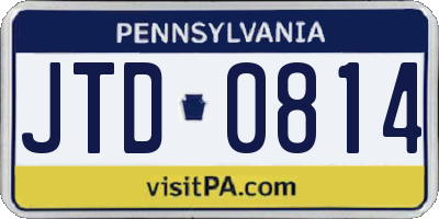 PA license plate JTD0814