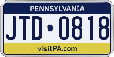 PA license plate JTD0818