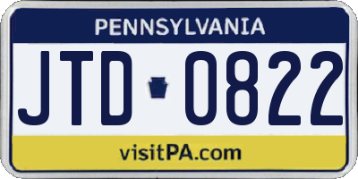 PA license plate JTD0822