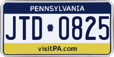 PA license plate JTD0825