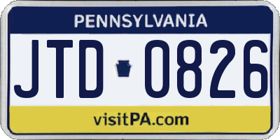 PA license plate JTD0826