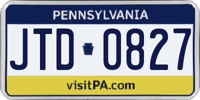 PA license plate JTD0827