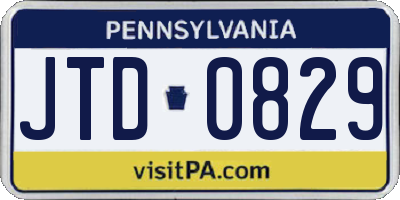 PA license plate JTD0829