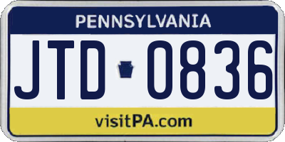 PA license plate JTD0836