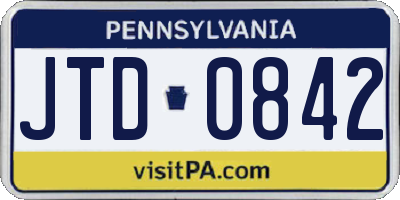 PA license plate JTD0842