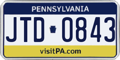 PA license plate JTD0843