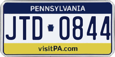 PA license plate JTD0844
