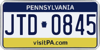 PA license plate JTD0845