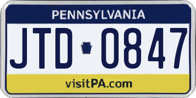 PA license plate JTD0847