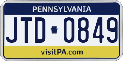 PA license plate JTD0849