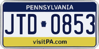 PA license plate JTD0853