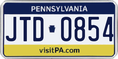 PA license plate JTD0854