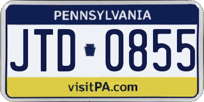 PA license plate JTD0855