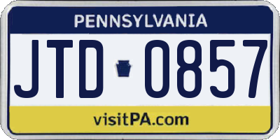 PA license plate JTD0857