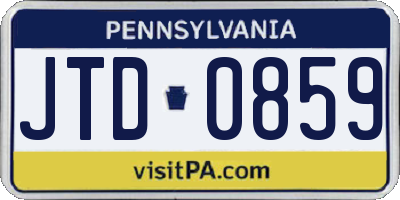PA license plate JTD0859