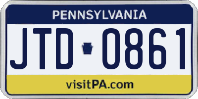 PA license plate JTD0861