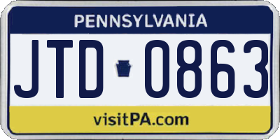PA license plate JTD0863