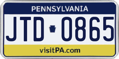 PA license plate JTD0865
