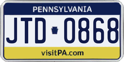 PA license plate JTD0868