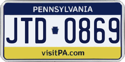PA license plate JTD0869