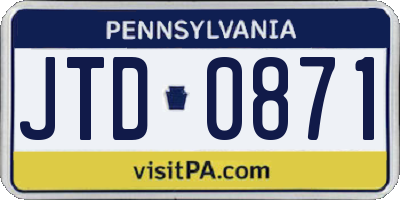 PA license plate JTD0871