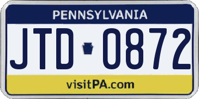 PA license plate JTD0872