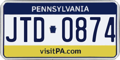 PA license plate JTD0874