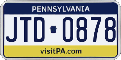 PA license plate JTD0878